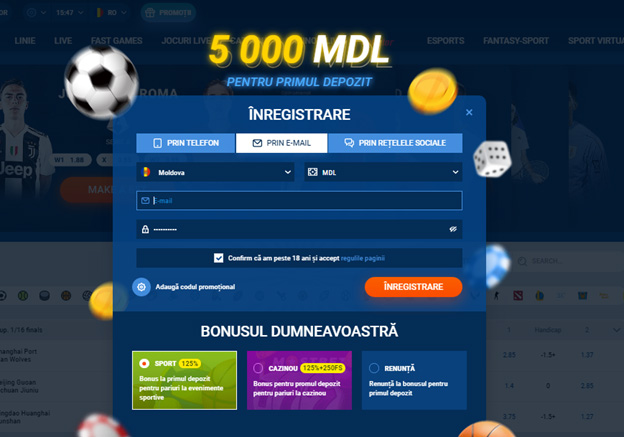 Alegerea tipului de bonus la înregistrarea la MostBet